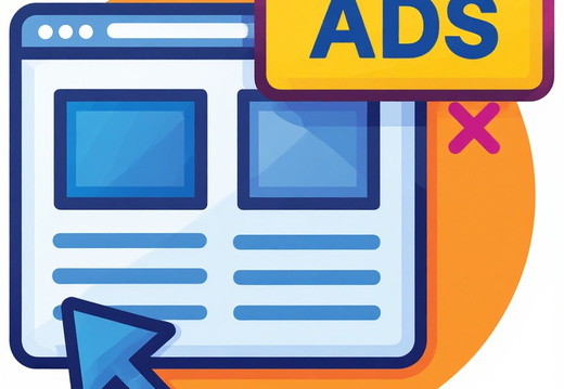 A cartoon-style illustration representing online advertising in a browser.