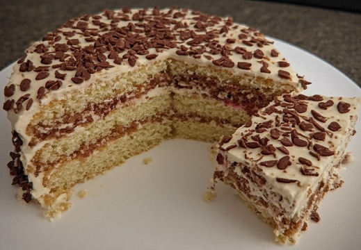 A round layer on a white plate